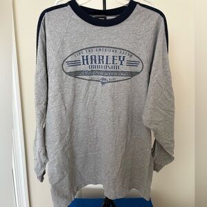 Harley-Davidson Gray and Navy Long Sleeve Tee